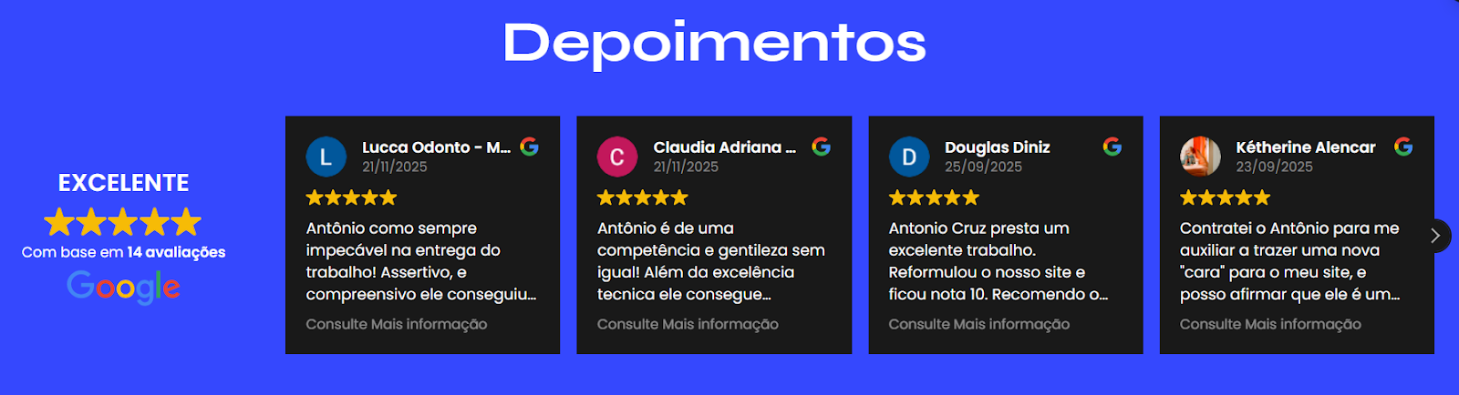 Exemplo de prova social apresentada em uma página de vendas
